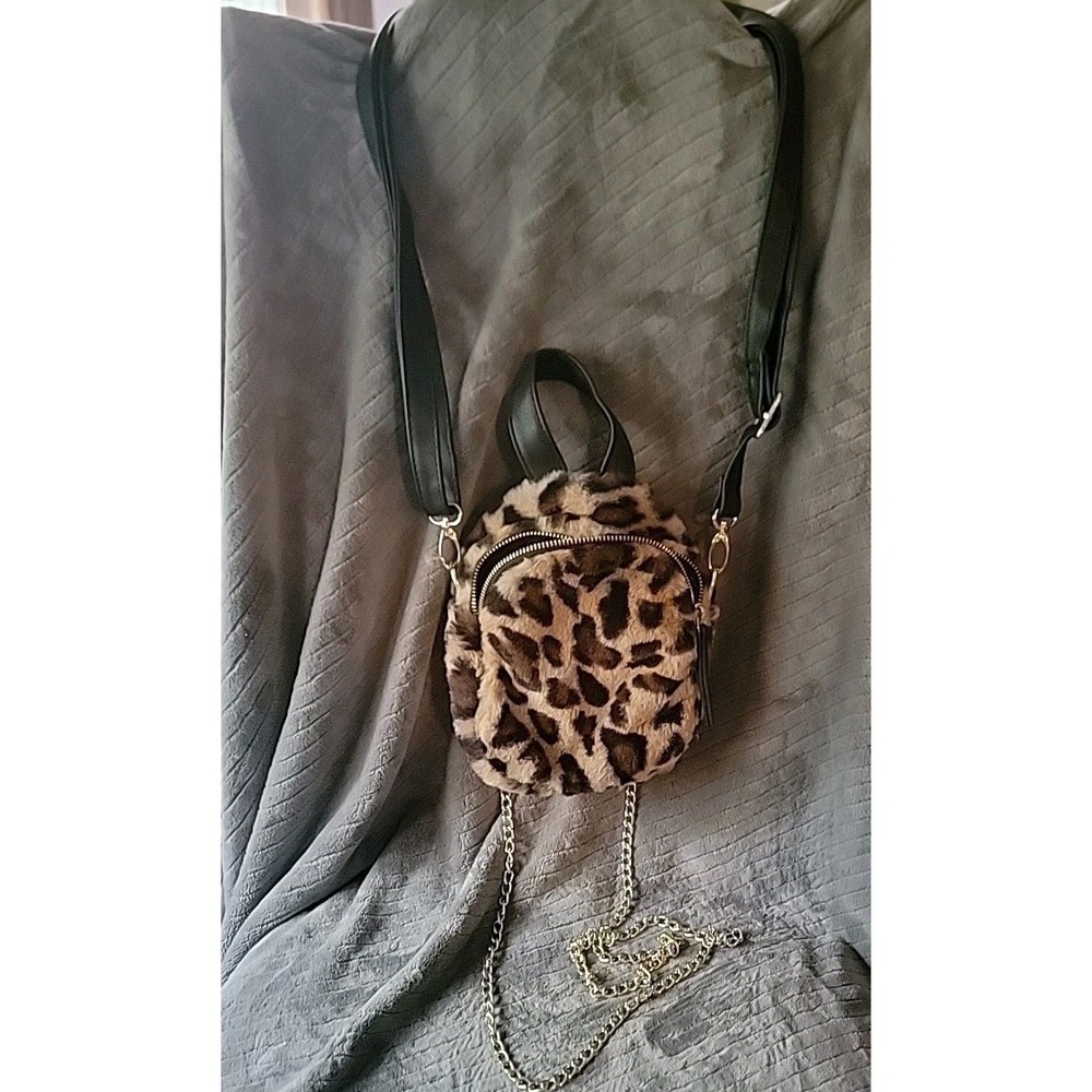 Wild Fable Leopard Print Faux Fur Mini Backpack Crossbody Y2K 🖤